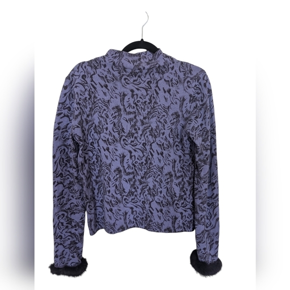 Casual Corner vintage Y2K merino angora sweater fur sleeves sz M - Picture 1 of 5